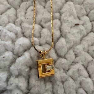 Givenchy Paris New York, G Logo With Crystal Pendant Necklace - Authentic